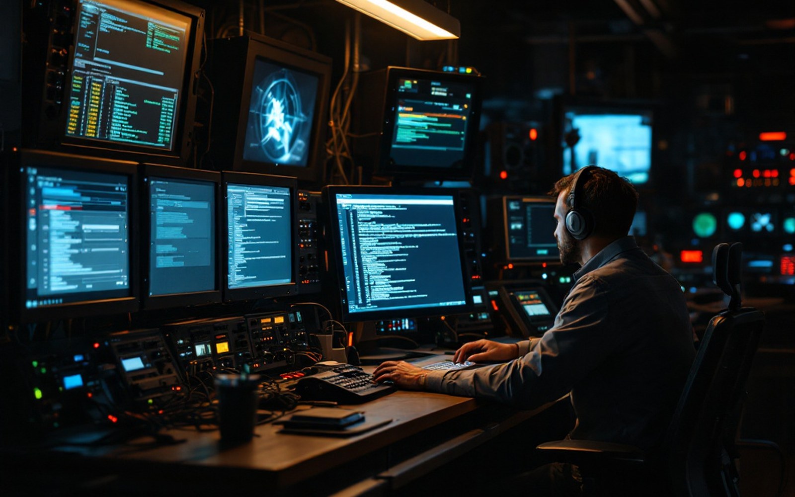 A terminal window showing configuration output, dim desk